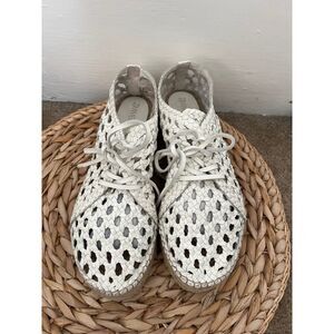 Zimmermann espadrilles 8 white leather woven platform summer coastal beach